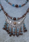 Preview: Beaded Breastcollar turquoise-brown-silver 1.15m