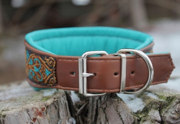 Preview: 0580a Collar ~brown-turquoise~ 28-32.5cm