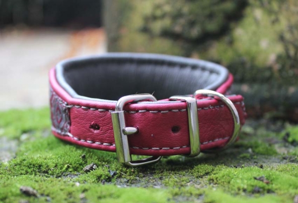 0259f Halsband ~grau-himbeer~