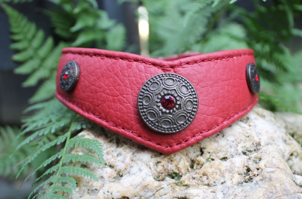 Halsband mit Nieten ~rot~ 28-32cm
