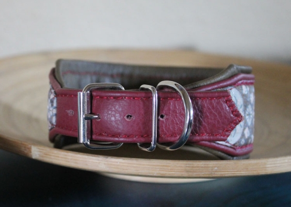 0953c Collar ~Antoinette~ bordeaux-olive 30.5-35cm