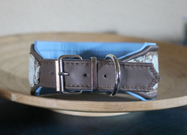 0953a Collar ~Antoinette~ brown-lightblue 33-37.5cm