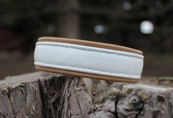 Zug-Halsband ~basic~ caramell-weiß  24+4,5cm