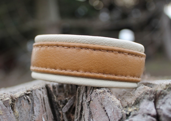 Zug-Halsband ~basic~ braun-beige  19+4cm