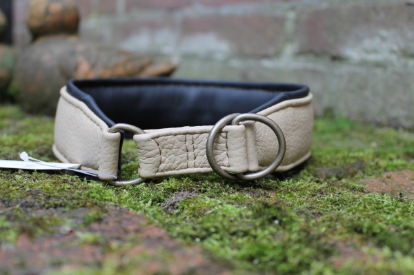 Zug-Halsband ~Sayeh~ sand-schwarz  42+4,5cm