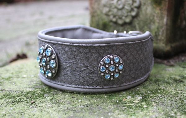 Collar with Salmon-Leather ~Sumaika~ grey